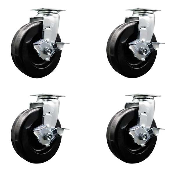 Tool Box Caster Wheel Set 6'' Phenolic Swivel Casters, 4PK